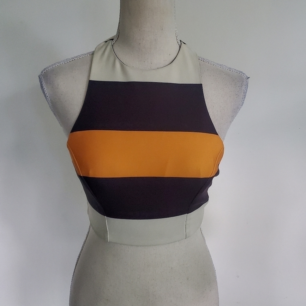 ASOS Striped Mesh Insert Crop Top - Picture 3 of 10